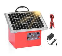 FarmNix 12V Elettrificatore per recinto elettrico solare, 0,5J/9,5KV elettrificatore per recinto per 2 fino a 32 km, incluso pannello solare da 7,5W, batteria al piombo da 12V 7Ah e set di messa a
