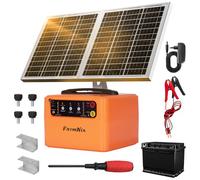 FarmNix 48KM Pastore Elettrico Solare, 0.3-1.5J, 6KV-12KV Recinzione Elettrica Pastore con 15W Pannello Solare e Batteria al piombo 7Ah 12V, Per Mucche, Bestiame, Allevamento Di Pollame, Pastore