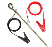 FarmNix Filo per recinzione elettrica - Asta di messa a terra da 45 cm, Clip a coccodrillo rossa e nera per la Connessione di Energizzatore e Caricatore per Recinzione Elettrica, Alimentato da Solare