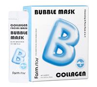 FARMSTAY - Maschera facciale a bolle con collagene, detergente coreano per punti neri, esfoliante per cellule morte, pulizia profonda e idratazione, non irritante e lenitiva per la pelle