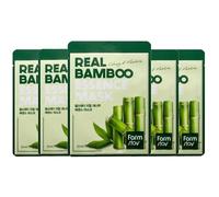 Farmstay Real Bamboo Essence Mask - Set di 5 maschere viso coreane - Idratazione e comfort della pelle - Maschera in tessuto K-Beauty - Tutti i tipi di pelle