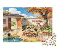 Farmyard Life Jigsaw Puzzle 1000 Piece Recyclable Cozy Rustic Scene Jigsaw Puzzles Puzzle Game Props Fun And Challenging Family Game Great Gift Idea 38x26cm/1000pcs