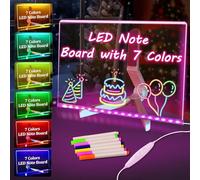 Farnirvana Lavagnetta Cancellabile Bambini, 30x20cm Lavagnetta in Acrilico con Luci LED, Con 7 Colori penna e 2 supporto, per Ristoranti，Scuola, Bar, Casa, Ufficio, Natale