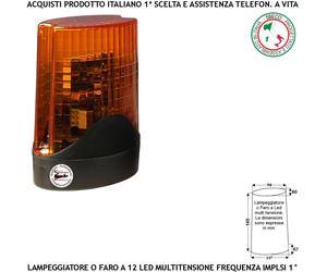 Faro 12 Led Per Centrale Con Lampeggi Differenziati Segnala i Movimento Cancello