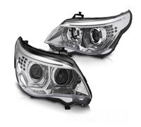 Faro 3D Angel Eyes Adatto A per BMW 5er E60 E61 Anno Fab. 03-07 Cromo Con LED B
