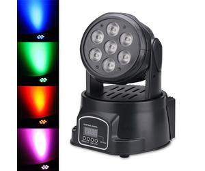 FARO 7 LED RGB DISCOTECA PROIETTORE LUCE ROTANTE EFFETTI STROBO RITMO MUSICA DMX