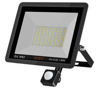 Faro 72 led 50 watt con sensore di passaggio luce bianca 6500k per esterno IP67