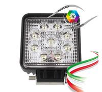 FARO 9 LED DI PROFONDITA' SUPPLEMENTARE DA LAVORO BARCA SUV AUTO QUADRATO NERO