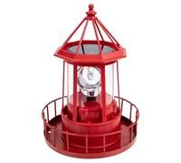 Faro a energia solare a LED da giardino, 360 gradi, impermeabile, decorazione per esterni, patio, prato, cortile, struttura in ferro e ABS, nero (rosso)