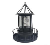 Faro a energia solare a LED, luce da giardino a 360 gradi, impermeabile, decorazione per esterni, patio, prato, cortile, struttura in ferro e ABS, nero (nero)