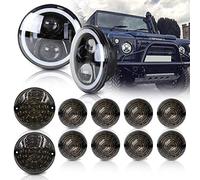 Faro a LED per Defender da 17,8 cm, con luce Halo ad anello, 10 pezzi, fari anteriori/posteriori, 95 mm, kit di luci a LED per Defender 1990-2016 90/110 con lenti fumé