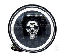 Faro A LED Skull Da 7'' Adatto Per Bobber Chopper Moto