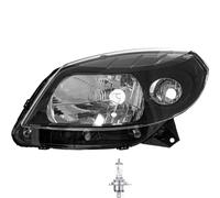 Faro Alogeno Sinistro H4 Nero Per Dacia Sandero Inclusi Lampadine