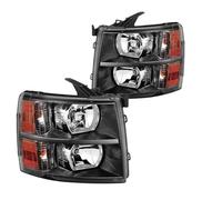 Faro anteriore completo Per Chevrolet Per Silverado 1500 2500 HD 3500 2007-2013 Coppia Fari Alogeni Testa Luci GM2502280 Senza Lampadina Faros Anteriores Completos Sinistro/Destro(Black Amber Corner)