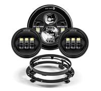 Faro Anteriore Moto Per Touring Per Electra Per Glide Per Faro Anteriore A LED Da 7 Pollici Con Luce Di Sorpasso Ausiliaria A LED Da 4-1/2" E 4,5 Pollici Faro Moto(Black Set NO DRL)