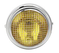 Faro anteriore per griglia per moto da 7 pollici Lampada frontale alogena a fascio alto e anabbagliante da 55 W Luce anteriore rotonda stile vintage con guscio placcato e lente in (yellow glass)