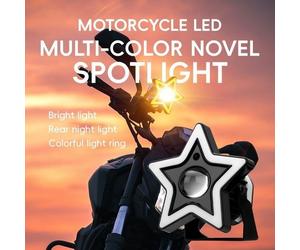 Faro Anteriore Per Moto A LED Forma Di Stella Sette Colori Spotlight