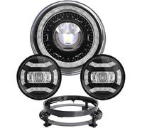 Faro Anteriore per Motocicletta per Fat Boy FLSTF dal 2000 al 2017 fari Anteriori per Motocicletta da 7 Pollici Rotondi luci diurne ausiliarie fendinebbia