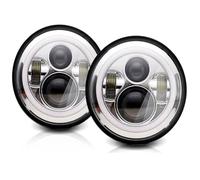 Faro Auto Per Suzuki Per Samurai Per Lada 4x4 Per Urban Per Niva Fari Anteriori A LED Da 7 Pollici Angel Eyes Rotondi Halo Luci Diurne Anteriori DRL Faro Principale Fari(Chrome 2pcs)