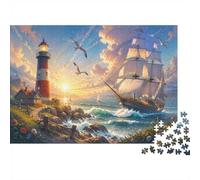 Faro Barca Gabbiano Puzzle, 1000 Pezzi Gioco Indoor per Adulti | 70x50cm Cartone, Esercizio Mentale, Finitura Superficie Liscia, Amanti Di Puzzle, Riduzione Dello Stress
