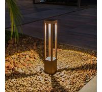 FARO BARCELONA Lampione a LED Agra, marrone ruggine, alluminio/vetro, altezza 65 cm 70754