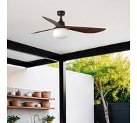 FARO BARCELONA Ventilatore da soffitto con luce Outwood, marrone, DC, silenzioso, Ø150cm FARO BARCELONA