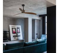 FARO BARCELONA Ventilatore da soffitto Copper con telecomando, noce FARO BARCELONA