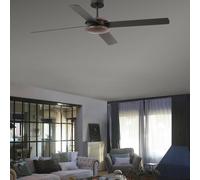 FARO BARCELONA Ventilatore da soffitto Polea, legno scuro/nero FARO BARCELONA