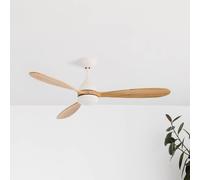 FARO BARCELONA Ventilatore da soffitto Poros, lampada LED bianca/legno chiaro FARO BARCELONA
