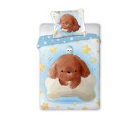 Faro Biancheria da letto per bambini, double-face, motivo cane, stelle, gufo e ossa, 100 x 135 cm + federa 40 x 60 cm, 100% cotone