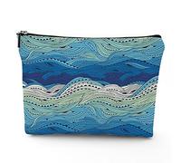 Faro borsa da viaggio per cosmetici, mantello del faro del tramonto a Mahon, borsa per il trucco in lino, ottimo regalo per viaggi, multicolore, 17,8 x 22,9 cm, Blu_11, Taglia unica, Beauty Case