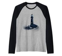 Faro Casa Mare Vela Mare Spiaggia Nautica Maglia con Maniche Raglan