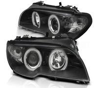 Faro CCFL Angel Eyes Adatto A per BMW 3er E46 Coupé Cabrio Anno Fab. 03-06 Nero