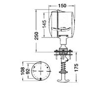 Faro comado interno led 12/24V 24W Luce nautica di profondita per navigazione n