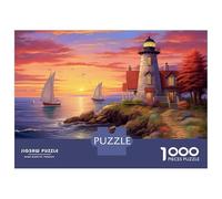 Faro Costiero Cartone Spesso 1000 Pezzi Del Puzzle Gioco Di Puzzle Faro Tramonto con Enigma Per Lo Stress Relief E Da Viaggio, Un Grande Enigma Del Regalo Di Natale 38x26cm/1000pcs