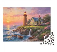 Faro Costiero Puzzle da 1000 Pezzi Recycled Casa al Mare Anziano Puzzles Accessori per Giochi di Festa Sviluppo dell'Intelligenza di Ragazzi e Ragazze Divertimento Educativo 52x38cm/1000pcs