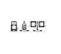 OSRAM VAL FLEX Faro da lavoro a LED, grigio scuro/nero, 2x30W, 6450lm, colore della luce bianco freddo, con teste ruotabili di 270° in verticale e di 180° in orizzontale, con cavo, IP54, 6500K.