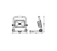 OSRAM VAL BAT Faro da lavoro LED , grigio scuro/nero, 30W, 3000lm, colore della