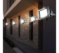 Faretto da costruzione a LED proiettore per esterni faretto da parete, alluminio vetro grigio 10W 750lm bianco luce diurna, set da 5