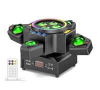 Faro da Palcoscenico Testa Mobile 150W con Telecomando, Wash Luce da Festa Effetto Lampada a Spot Beam Stroboscopico LED RGBW 4 Bracci DMX512 per DJ Club Concerti Natale