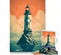 Faro dall'ombra audace, puzzle da 1000 pezzi per adulti, stimolante per la memoria e la serenità, con taglio preciso, ideale come regalo di Natale (50x75cm)
