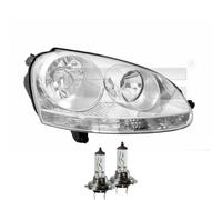Faro Destro Cromato H7/H7 Per VW Golf V 1K1 1K5 Jetta III 1K2 Inclusi Lampadine