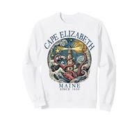 Faro di Cape Elizabeth Maine Octopus dal 1630 Blu Marino Felpa
