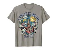 Faro di Cape Elizabeth Maine Octopus dal 1630 Blu Marino Maglietta