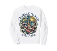 Faro di Fenwick Island Delaware Octopus 1953 Lettere Blu Felpa