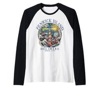 Faro di Fenwick Island Delaware Octopus 1953 Lettere Blu Maglia con Maniche Raglan