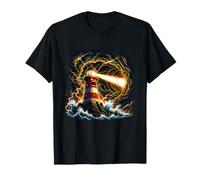Faro di Furia Onde Tempesta Tuono Vortice Maglietta