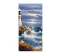 Faro dipinto con diamanti per porta, striscione di benvenuto per ingresso, striscione per feste, decorazioni per feste di compleanno, striscione per celebrazioni festive, 178 x 89 cm