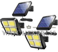 FARO ENERGIA SOLARE LED CON PANNELLO COPPIA FARETTO SENSORE DI MOVIMENTO 2 PEZZI