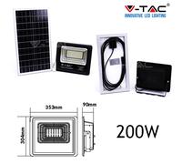 FARO ENERGIA SOLARE LED CON PANNELLO FARETTO CREPUSCOLARE + TELECOMANDO V TAC